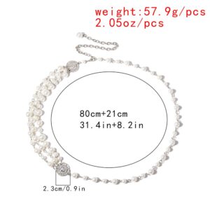 Xerling Pearl Waist Chain Multilayered Coin Pearl Chain Belly Chain for Women Girls Dress Decoration Bohemian Body Chain Waist Belt