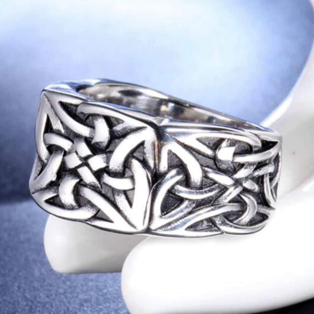 Jude Jewelers Stainless Steel Celtic Knot Signet Style Anniversary Statement Biker Ring (Silver, 16)