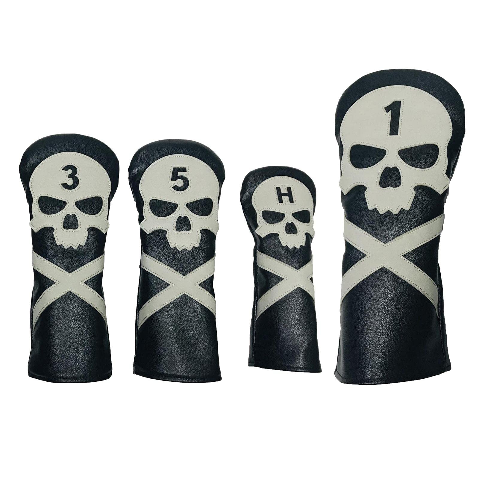 YIJU 4Pcs Cover Driver Cover Golf 1 3 5 UT Covers Replacement Guard with Skull Pattern and Numbers