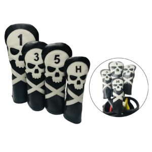 YIJU 4Pcs Cover Driver Cover Golf 1 3 5 UT Covers Replacement Guard with Skull Pattern and Numbers