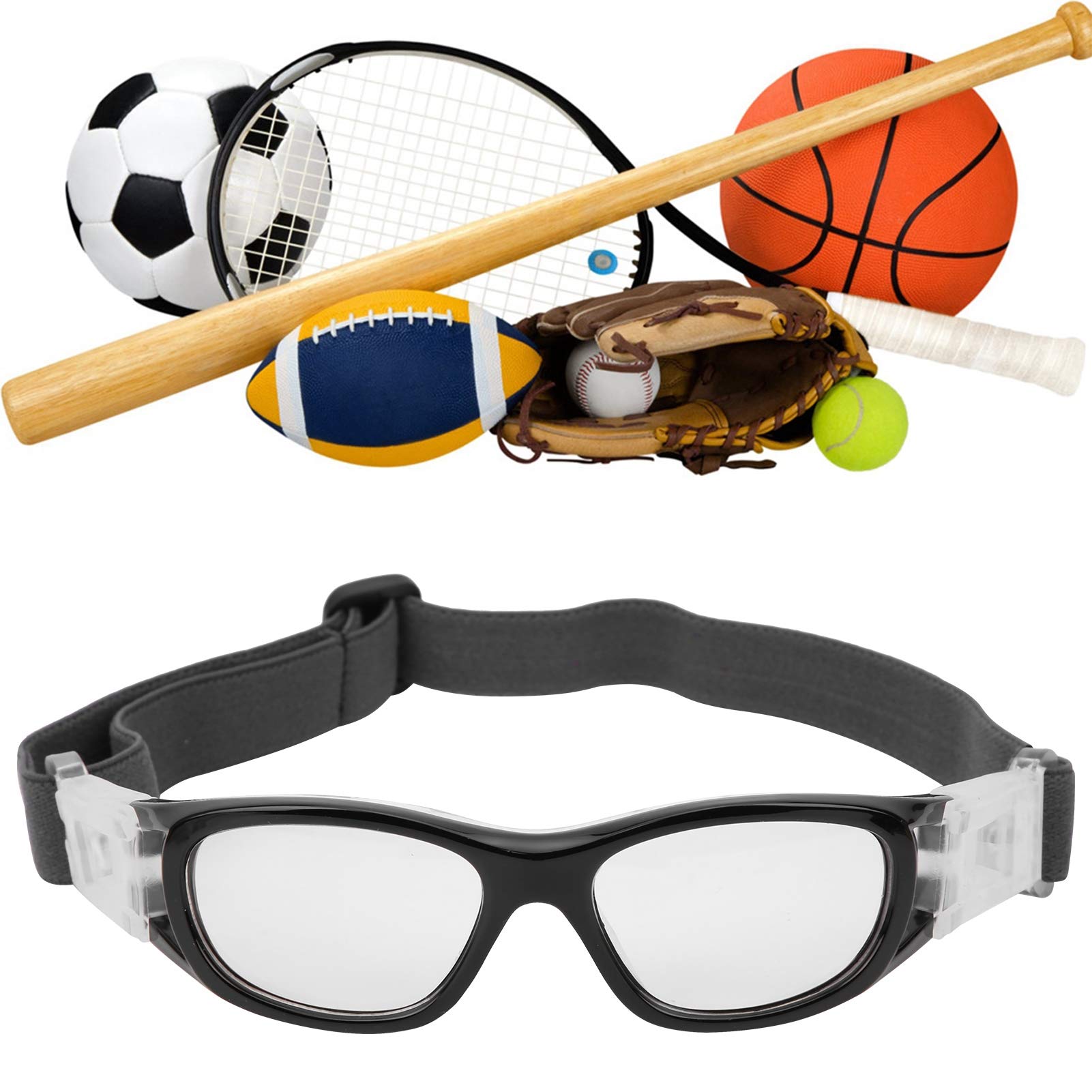 SUNGOOYUE VGEBY Goggles, Safety Goggles for Children - Adjustable Football Cycling Basketball Glasses (Black)