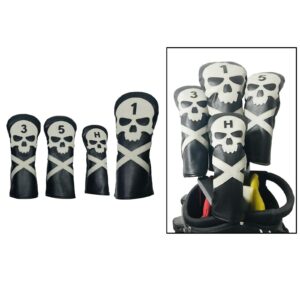 YIJU 4Pcs Cover Driver Cover Golf 1 3 5 UT Covers Replacement Guard with Skull Pattern and Numbers