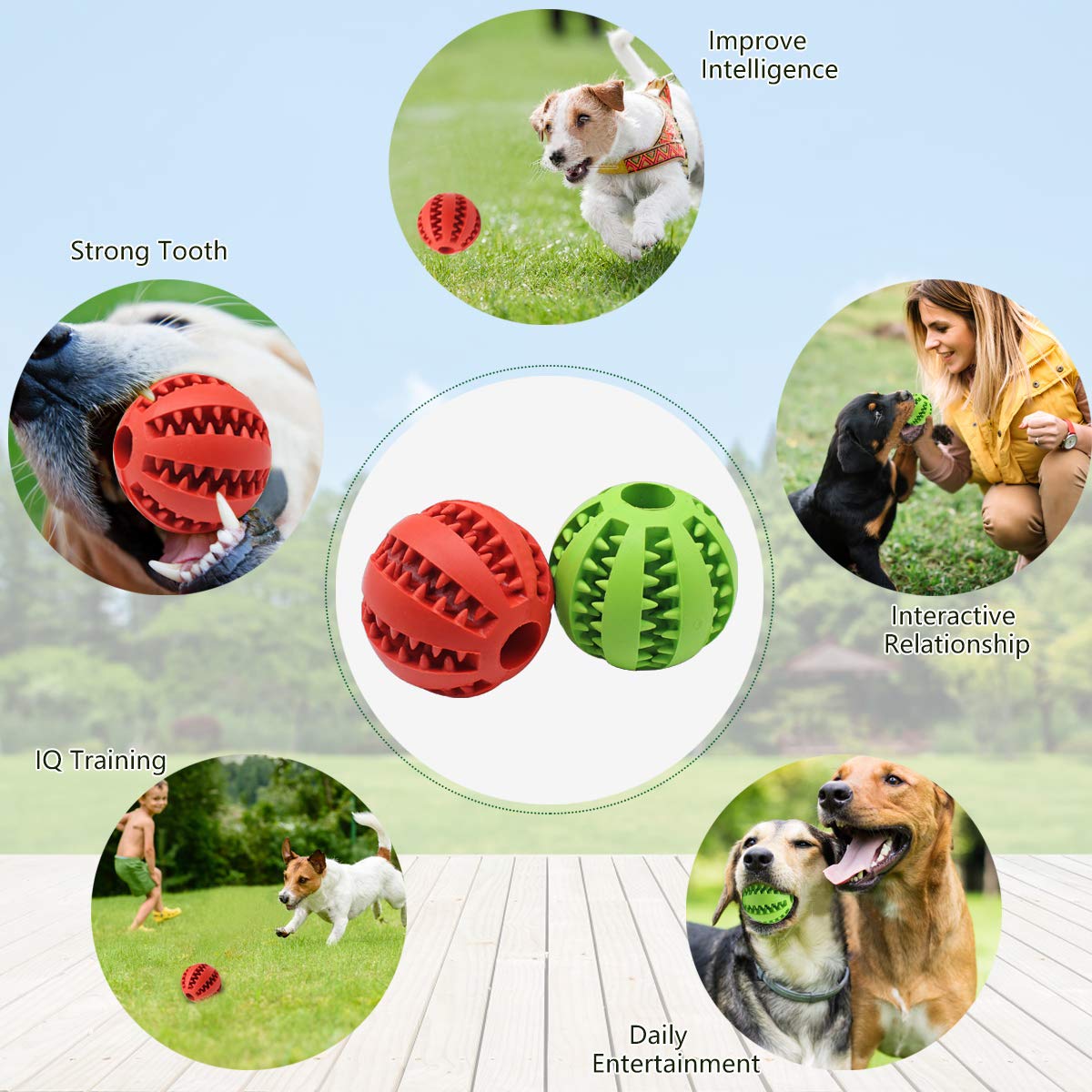 Dog Balls 2 Pack Puppy Toys Dog Puzzle Toys , Puppy Relieve Itching and Teeth Cleaning Dog Toys, Durable Dog Chew Ball, Dog Treat Ball Food Dispensing Toy for Teething, Fit for Small Medium Dogs