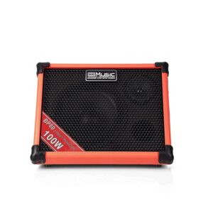 Coolmusic BP80 Battery Powered Acoustic Guitar Amplifier- Portable Bluetooth Speaker 100W, 6 Inputs,3 Band EQ,Orange