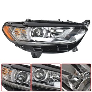 WFLNHB Right Headlight Replacement for 2013-2016 Ford Fusion Halogen Models Projector Headlamps Passenge Side