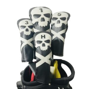 YIJU 4Pcs Cover Driver Cover Golf 1 3 5 UT Covers Replacement Guard with Skull Pattern and Numbers