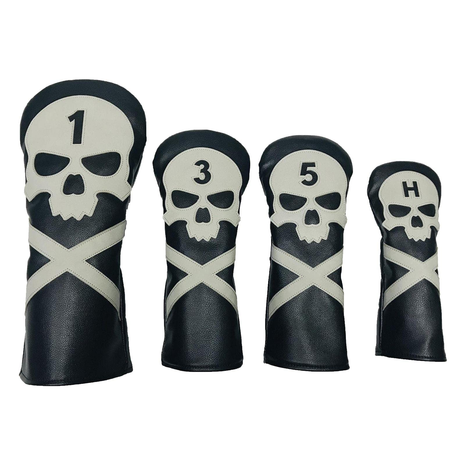 YIJU 4Pcs Cover Driver Cover Golf 1 3 5 UT Covers Replacement Guard with Skull Pattern and Numbers