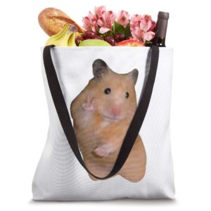 Hamster Meme With Peace Sign Tote Bag