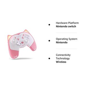 KINVOCA Wireless Controller for Nintendo Switch/Switch Lite, Cute Pro Controller with Turbo, Motion, Vibration, Wake-Up, Headphone Jack and Breathing Light - Pink