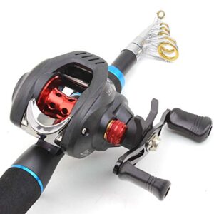 ZYHYD 1.65M Ultra Short 33CM Throwing Fishing Rod + 13BB Water Drop Wheel Set, Carbon Fiber Portable Telescopic Rod Fishing Wheel Combination ZYHYD (Color : Rod+Right Hand Reel)