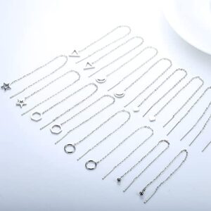 LOLIAS 8Pairs Stainless Steel Threader Earrings for Women Lightweight Drop Dangle Chain Earrings Minimalist Chain Tassel Earrings Set