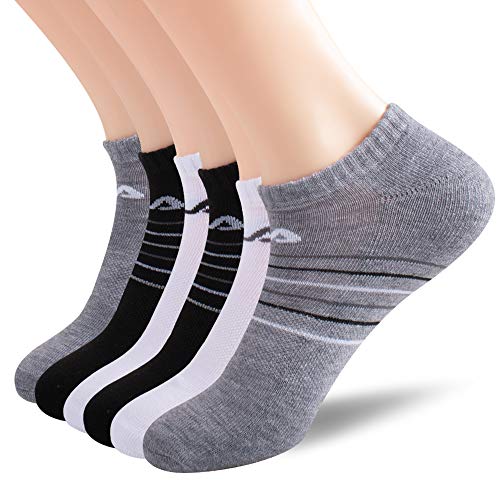 FILA Men's Striped Half Cushion No Show Socks, Multi (6 Pack), One Size