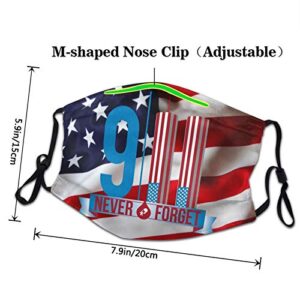 9/11 September 11th We Will Never Forget Face Mask Bandanas Reusable Face Decorative Balaclava (1 PCS, Black-2)