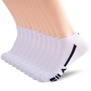 FILA Men's Racing Striped No Show Socks, White (10 Pack), One Size