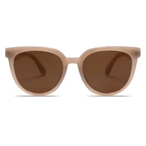 sojos round polarized sunglasses for women fashion trendy style uv protection lens sunnies sunglasses sj2175 with brown frame/brown lens