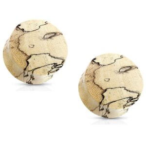 pierced owl organic spalted tamarind wood double flared saddle plug gauges, sold as a pair (10mm (00ga))