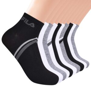 fila men's 10-pack chevron striped quarter socks, multi, one size