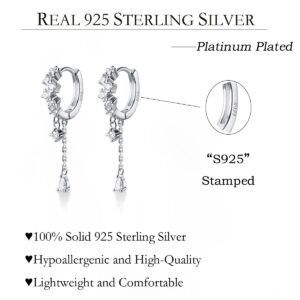 SLUYNZ 925 Sterling Silver CZ Hoop Earrings Dangle for Women Teen Girls Teardrop Huggie Earrings Drop Water Droplets Dangle Earrings Drop (A-silver)