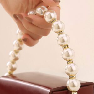 2 Pieces DIY Round Large Imitation Pearl Bead Replacement Chain Strap, Bag Accessories Decorations, Short Purse Chain,Long Handbag Shoulder Straps with Metal Buckles¡­