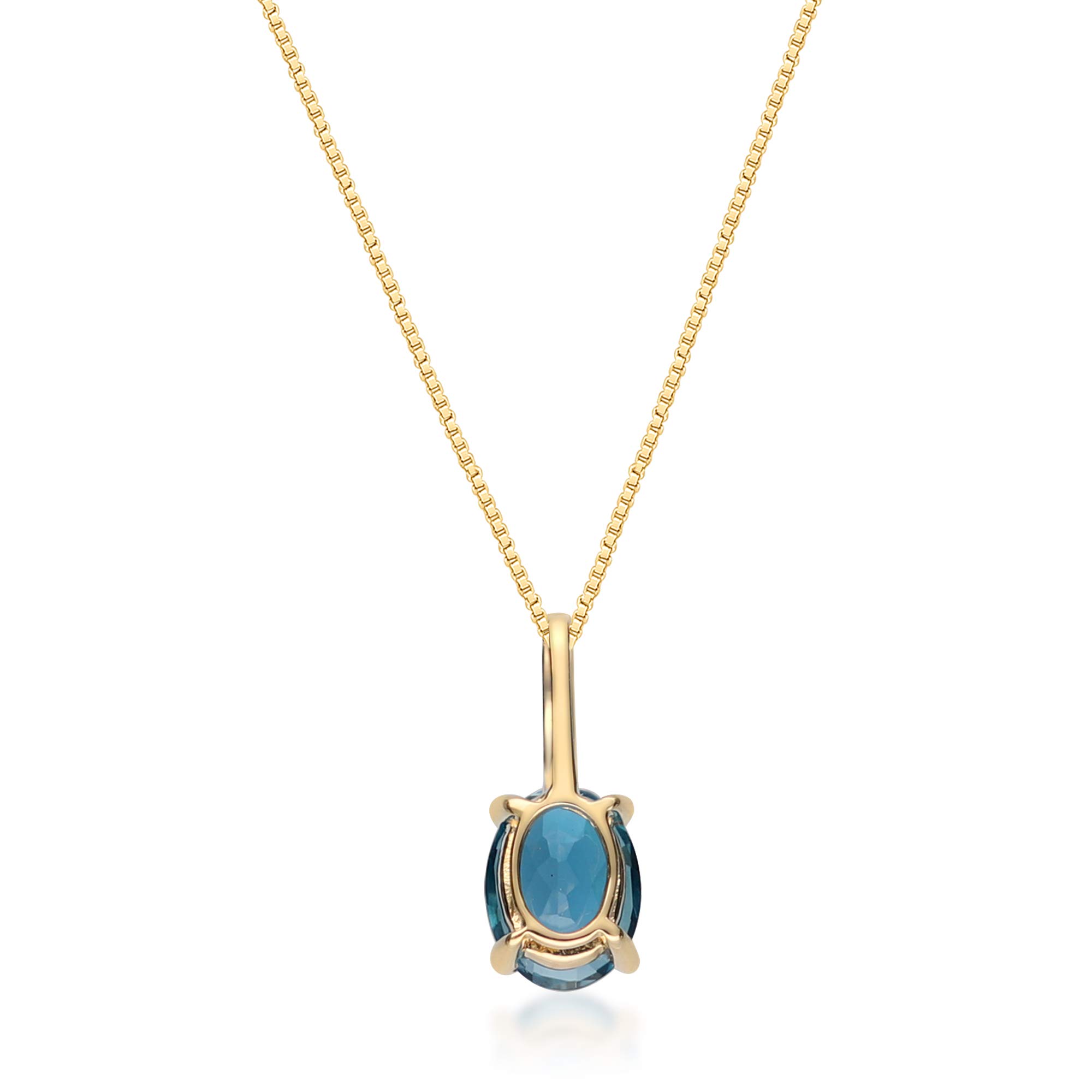 Gin & Grace women's 14K Yellow Gold Genuine Topaz Pendant With Diamonds | Ethically, Authentically & Organically Sourced (Oval) Shaped Hand-Crafted Jewelry GJ15854P-LBT White Gold