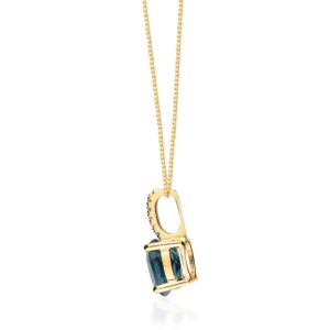 Gin & Grace women's 14K Yellow Gold Genuine Topaz Pendant With Diamonds | Ethically, Authentically & Organically Sourced (Oval) Shaped Hand-Crafted Jewelry GJ15854P-LBT White Gold