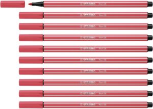 stabilo premium fibre-tip pen pen 68 - pack of 10 - rust red