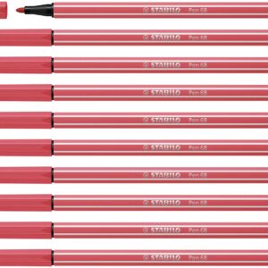 STABILO Premium Fibre-Tip Pen Pen 68 - Pack of 10 - Rust Red