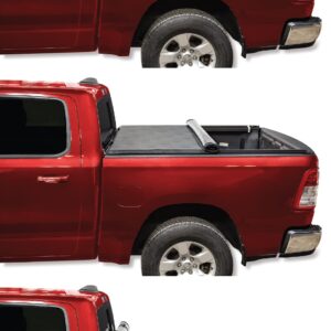 LEER ROLLITUP | Fits 2019-2023 Ford Ranger with 5’ Bed Length | Soft Roll Up Truck Bed Tonneau Cover | 4R303 | Low-Profile, Sturdy, Easy 15-Minute Install (Black)