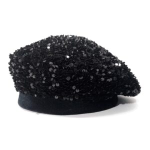 bling beret hats for women color paris artist cap fashionable ladies sparkle shining french style beanie beret (black)