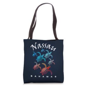 nassau bahamas sea turtles beach vacation dive trip graphic tote bag