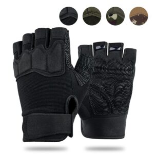 floretto fingerless gloves half finger hiking cycling driving motorcycle climbing work gloves black large