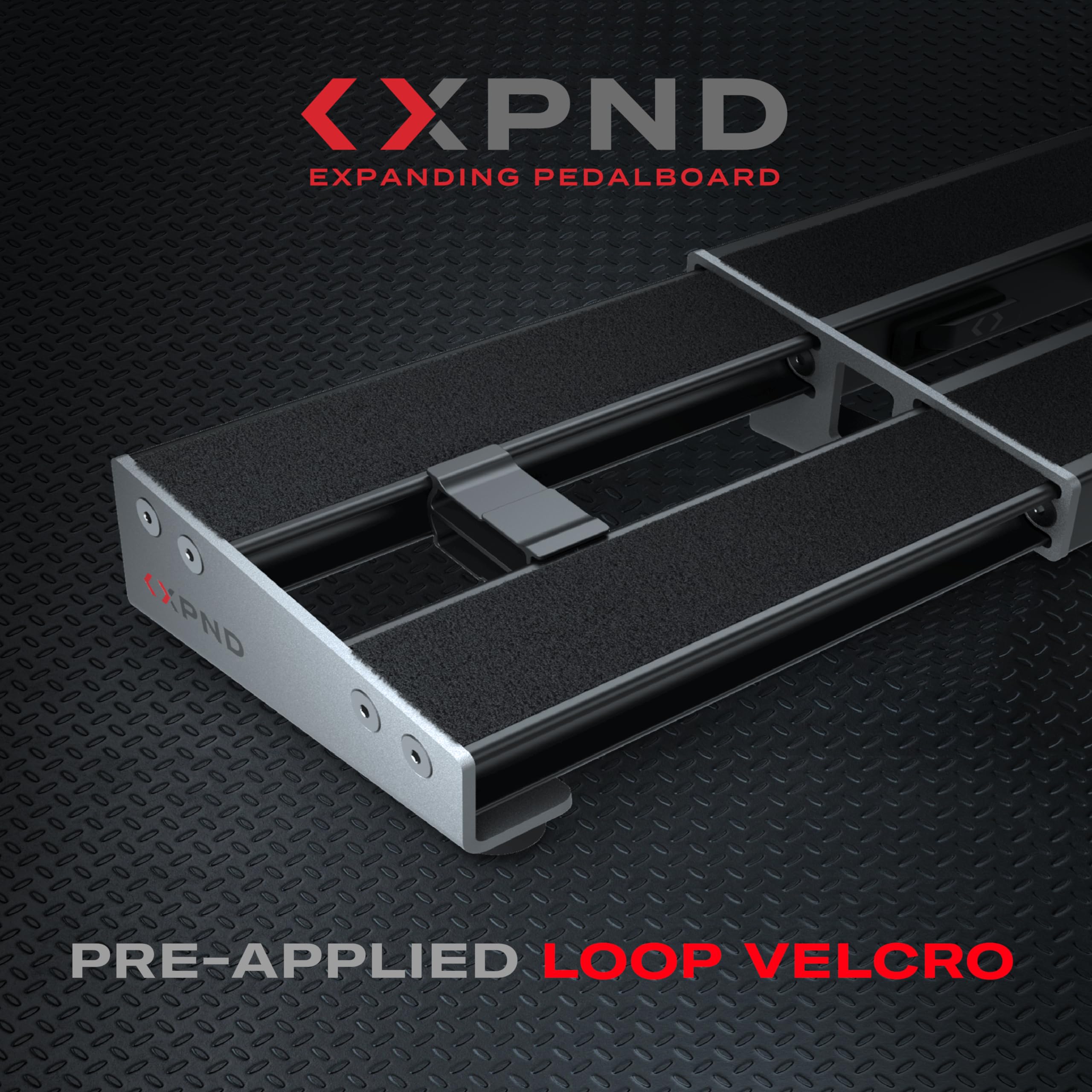 D'Addario Accessories XPND Pedal Board - Guitar Pedal Board that Expands - Pedal Boards for Guitars - 1 Row, Lightweight, Durable Aluminum Pedalboard - Pre-Applied Loop Velcro for Swapping Pedals