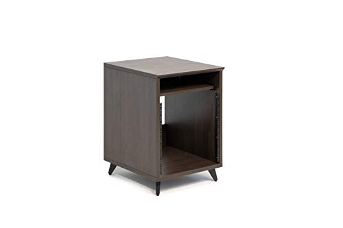 Gator Frameworks Elite Series 10U Studio Rack Desk with Slide-Out Tray and Rear Cable Passthrough; Dark Walnut Finish (GFW-ELITEDESKRK-BRN)