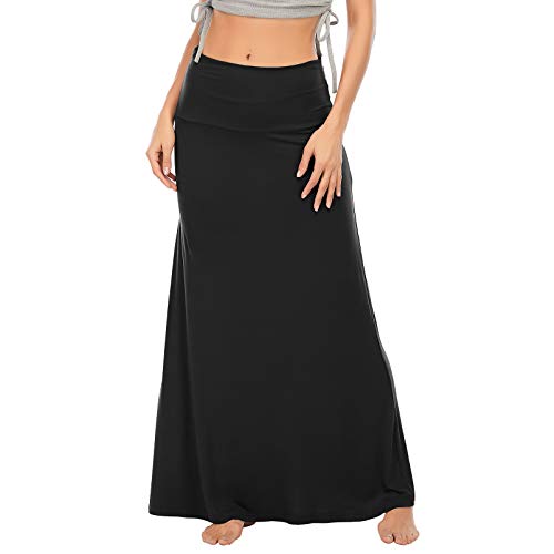 American Trends Womens Maxi Skirts Long Skirt for Women High Waist Maxi Dresses Black Medium