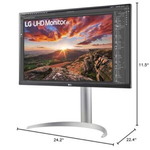 LG 27UP850-W Monitor 27” UHD (3840 x 2160) IPS Display, VESA DisplayHDR 400, DCI-P3 95% Color Gamut, USB-C,3-Side Virtually Borderless Display, Height/Pivot/Tilt Adjustable Stand - Silver