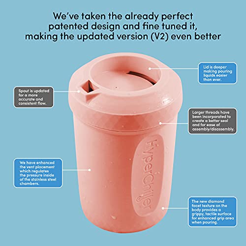 HyperChiller HC2RG Patented Iced Coffee/Beverage Cooler, NEW, IMPROVED,STRONGER AND MORE DURABLE! Ready in One Minute, Reusable for Iced Tea, Wine, Spirits, Alcohol, Juice, 12.5 Oz, Rose Gold