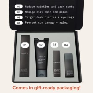 Limited Edition Men's Skincare Gift Set, Cardon Anti-Aging Korean Skincare Routine, Cactus-based, All Skin Types, Face Wash, Face Moisturizer with Sunscreen, SPF 30, Night Lotion, Eye Cream (4 CT)