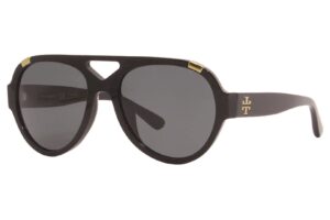 tory burch ty7164u women's sunglasses black/solid grey 55