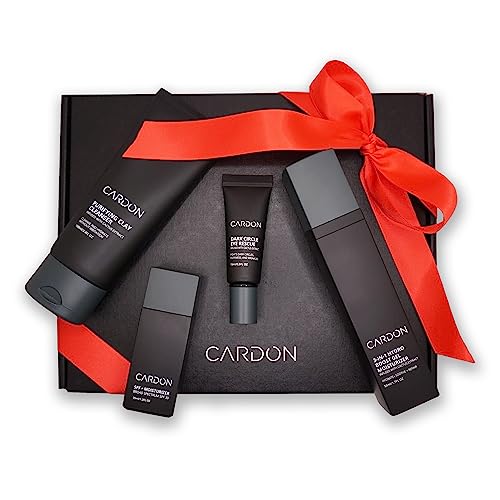 Limited Edition Men's Skincare Gift Set, Cardon Anti-Aging Korean Skincare Routine, Cactus-based, All Skin Types, Face Wash, Face Moisturizer with Sunscreen, SPF 30, Night Lotion, Eye Cream (4 CT)