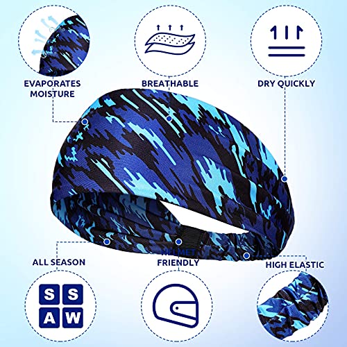 Brighoo 6 Pieces Headbands for Men Women Non-Slip Sweat Bands Breathable Cooling Headbands Outdoor Sports Headbands for Workout Yoga Running Jogging Cycling (Delicate Style)