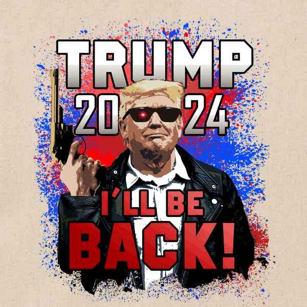 Pop Threads Donald Trump 2024 I'll Be Back President MAGA Canvas Tote Bag Natural 15x15 inches