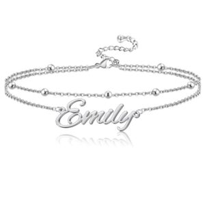 personalized name ankle bracelet for women custom layered name anklet with initials 18k gold plated graduation gift customized anklets for women 8.7”-10.7”