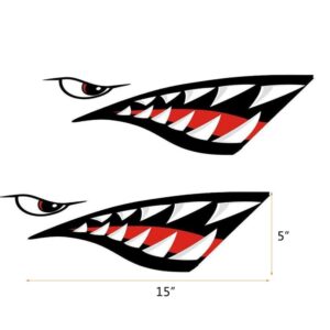 Ochine 2Pcs Shark Teeth Mouth Decals Sticker Waterproof DIY Funny Vinyl Shark Decal Stickers Kayak Boat Fishing Canoe Graphics Car Truck Graphics Accessories (1 Pair)