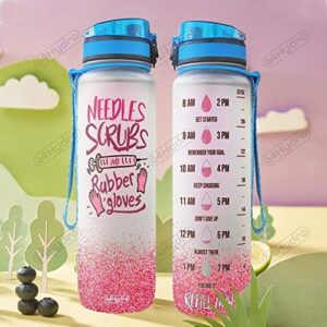 64HYDRO Nurse Water Bottle 32oz, Nurse Weeks Gifts, Nurse Appreciation Gifts, Nurse Water Bottle with Times to Drink, Motivational Water Bottle, Water Tracker Bottle, Water Bottle with Time Marker