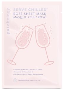 patchology serve chilled rosé facial sheet mask with hyaluronic acid - men and women face masks skincare sheet for moisturizing and hydrating skin - best face sheets moisturizer (1 count)