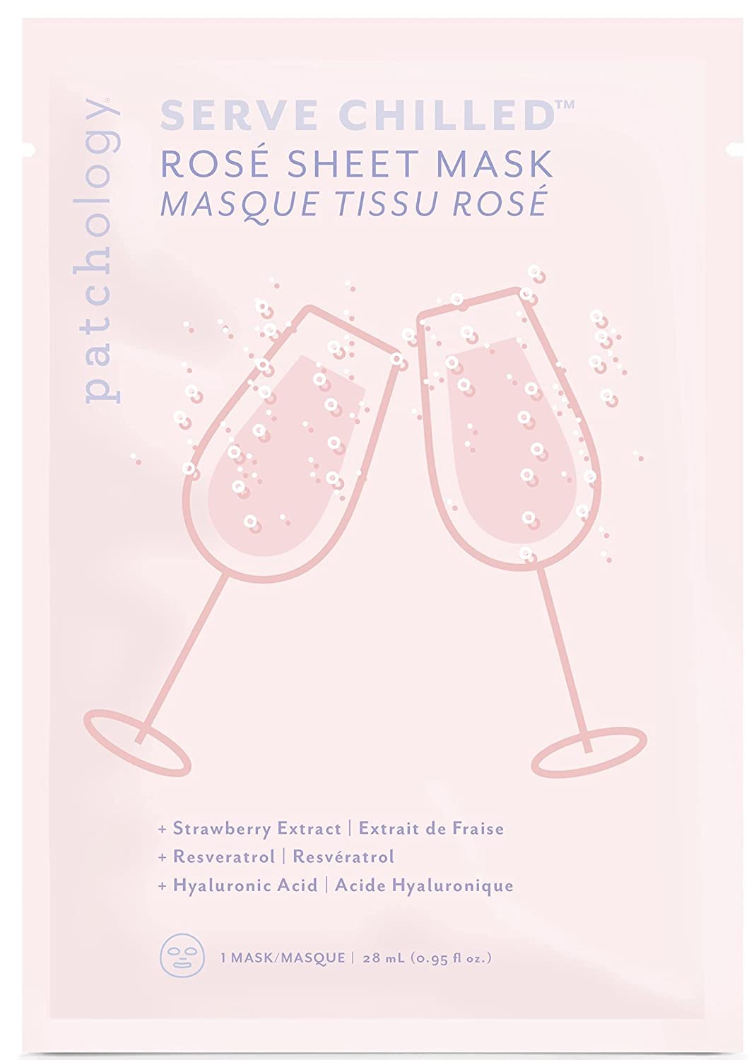 Patchology Serve Chilled Rosé Facial Sheet Mask with Hyaluronic Acid - Men and Women Face Masks Skincare Sheet for Moisturizing and Hydrating Skin - Best Face Sheets Moisturizer (1 Count)