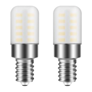 e12 led bulb 3w e12 candelabra bulbs equivalent to halogen bulb 25w 120v warm white 3000k c7 bulb candle base for chandeliers, ceiling fan, dryer drum, himalayan salt lamps, refrigerator (2-pack)