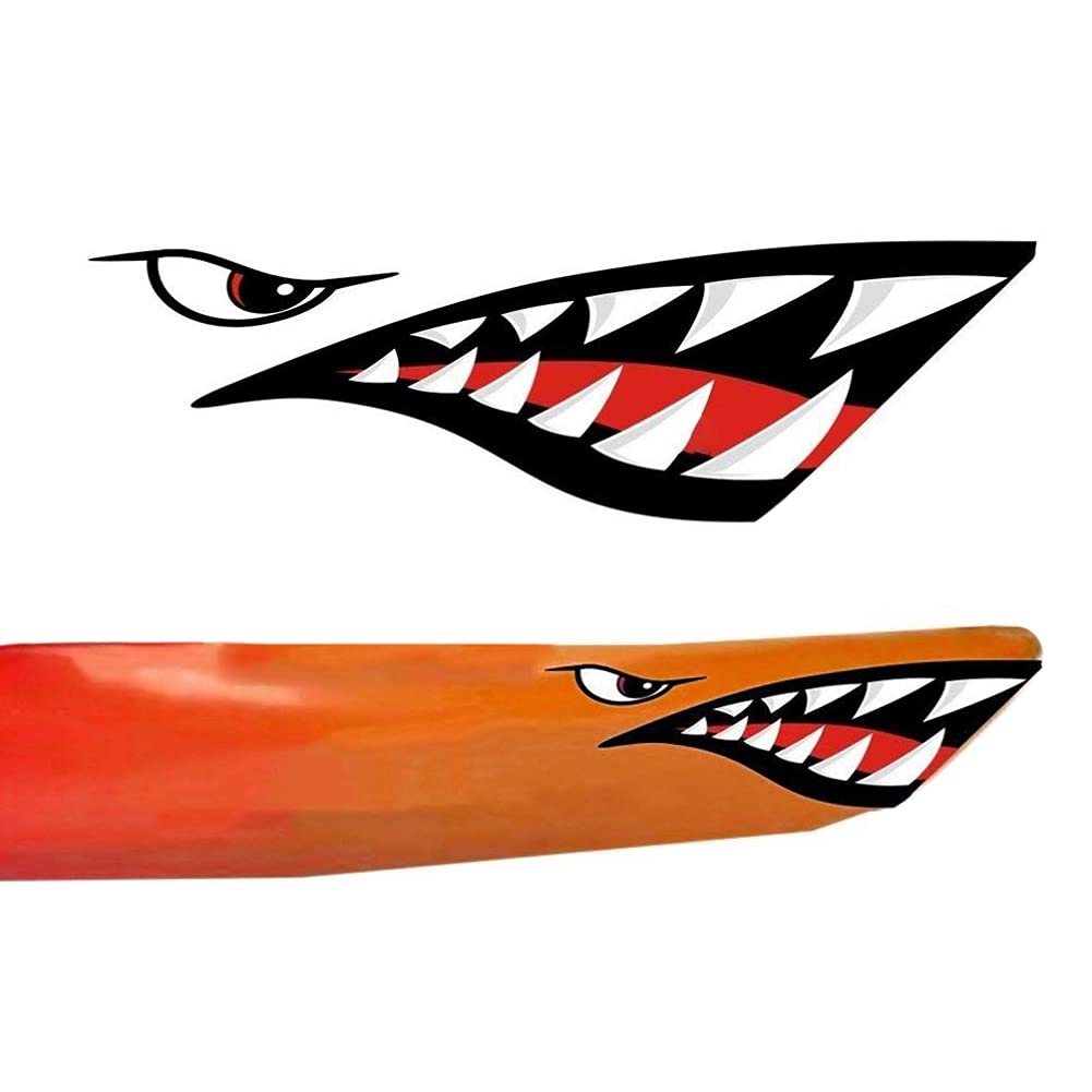 Ochine 2Pcs Shark Teeth Mouth Decals Sticker Waterproof DIY Funny Vinyl Shark Decal Stickers Kayak Boat Fishing Canoe Graphics Car Truck Graphics Accessories (1 Pair)