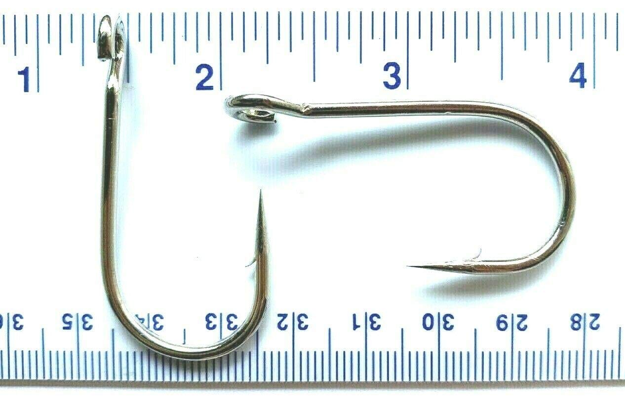 100 Gerry's Tackle 9171 6X Strong Nickel Plated Open Eye Siwash Hooks Size 4/0