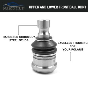 Nakuuly Upper and Lower Front Ball Joint 4 Pcs Compatible with Polaris RZR 570 800 900 All Models Ranger Sportsman Scrambler Replaces # 7061220 7061187 7081505 7081580